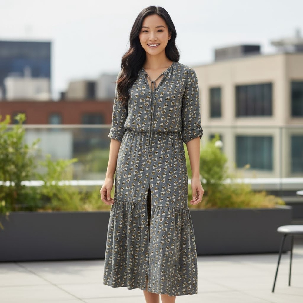 Kimika Made in Italy Floral Maxi Dress , Gray/Yellow Print, Size IT M (US 8) - Picture 10 of 16
